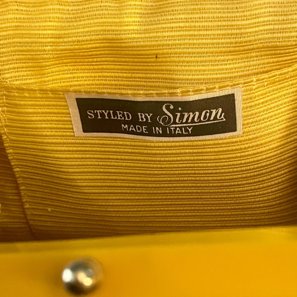 Vintage 60’s BAKELITE MOD YELLOW  Beaded Italian HANDBAG - Picture 8 of 9